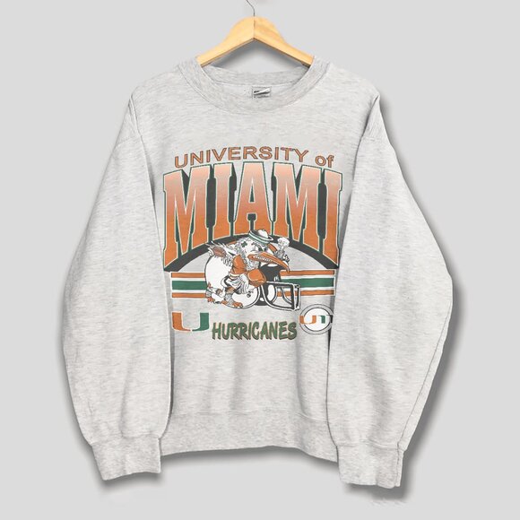 Vintage Miami Hurricanes Football Sweatshirt, 90s University Of Miami Hurricanes - Picture 1 of 2